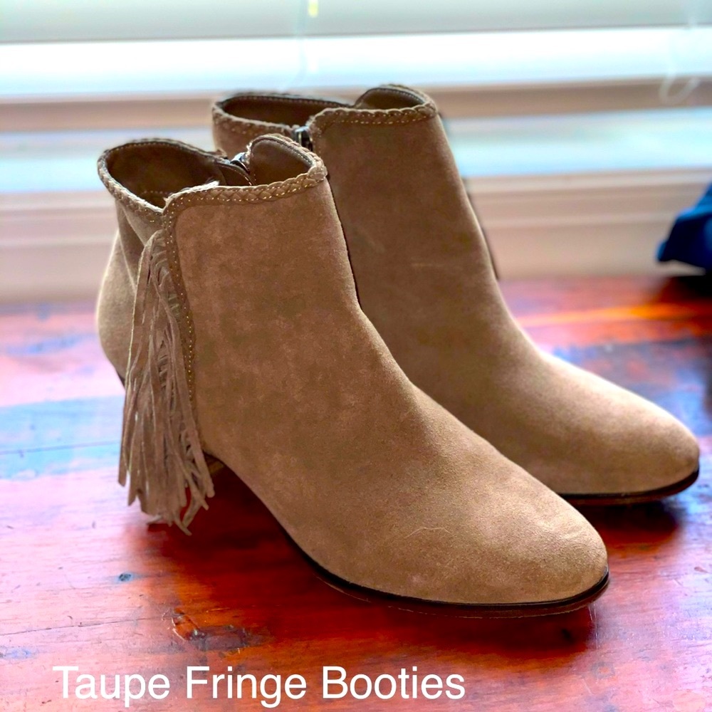 Taupe Fringe Booties